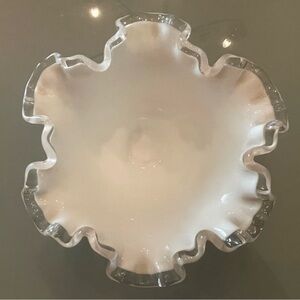 Fenton Elegant Ruffled White Milk Glass Bowl